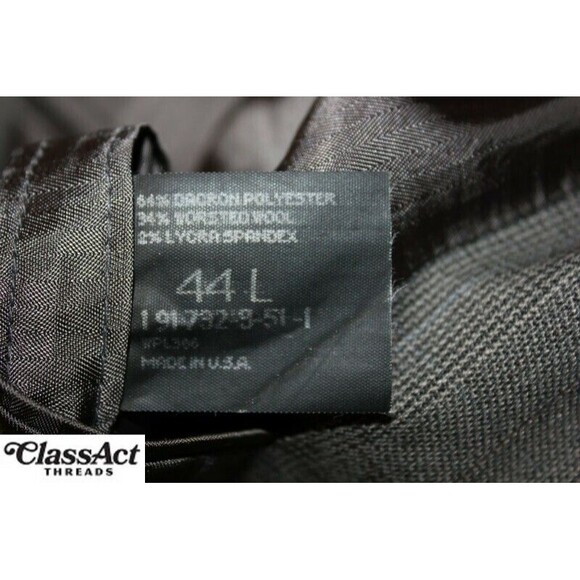 Haggar Black Label 2 Piece Suit Grey Glen Plaid 2 Btn 44L Pleated Fronts 35" W - Picture 9 of 10